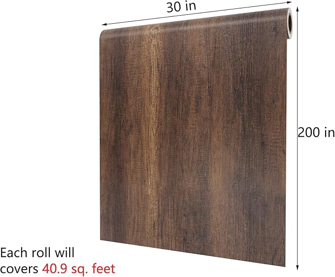 Decotalk 30"x200" Wood Grain Contact Paper for Cabinets Wood Contact Paper Peel and Stick Wood Wallpaper Removable Vinyl Wrap Faux Wood Wallpaper Self Adhesive Wood Contact Paper Matte Wood Decorative