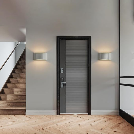 White Modern LED Wall Sconces Wall Lighting, Gypsum 3000K Warm White Indoor Hardwired Wall Mount Light Fixtures Lamp Up and Down for Living Room Bedroom Hallway Dining Room
