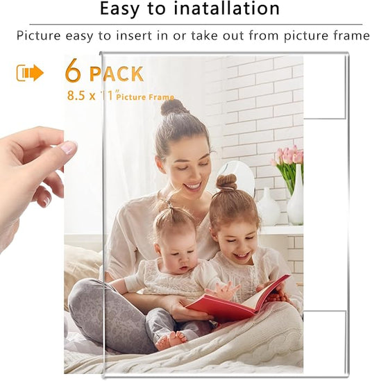 DZZ 8.5 x 11 frame,picture frames 8.5 x 11 High Transparent Photo Frame,Clear Acrylic frame,picture frames for wall, for Photo Poster Canvas Certificate Document Gallery,Set of 6