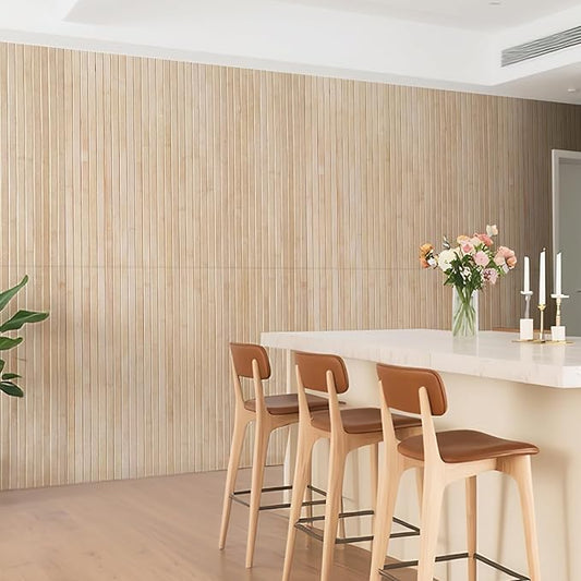 Natural Bamboo Wall Panel for Interior Wall Decor, Renewable Pole Wrap Wainscoting Paneling for Wall Ceiling Furniture Cabinet Office, 48 x 96 Inch, Carbonized
