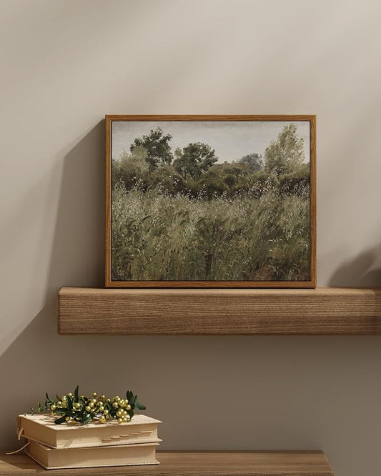 InSimSea Framed Canvas Wall Art Vintage Decor, Painting Wall Decor, Grassland Nature Framed Artwork for Walls, Nature Scenic Living Room Pictures Wall Decor, Bathroom Bedroom Office Decor, 11"x14"