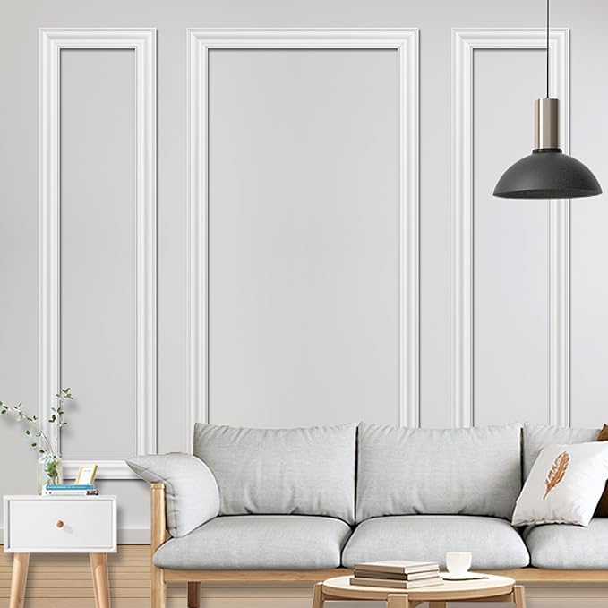 Gaahing 3 Sets Premade Accent Wall Molding Kit, Pre-Cut Wainscoting Panels, Ready to Assemble Chair Rail Moulding for Interior Decoration