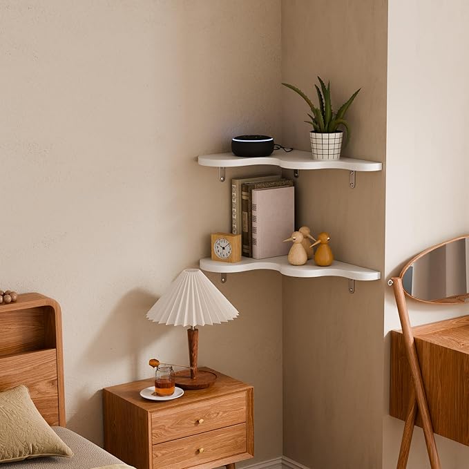 Cute Cloud Shelves, Wavy Corner Shelf, Cloud Wall Shelves with Brackets, Cute Nursery Decor, Corner Bedroom, Living Room, Bathroom & Home Decor, White