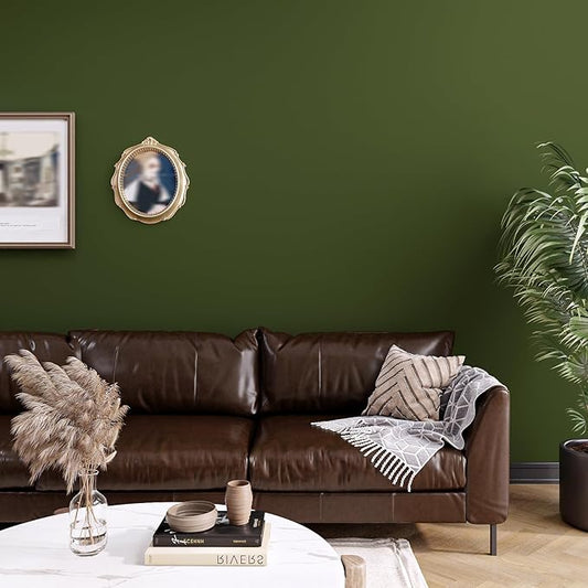 VEELIKE Thick Olive Green Wallpaper Peel and Stick Removable 15.7''x354'' Vintage Green Contact Paper for Cabinets Walls Waterproof Self Adhesive Green Vinyl Wall Paper for Bathroom Bedroom Kitchen