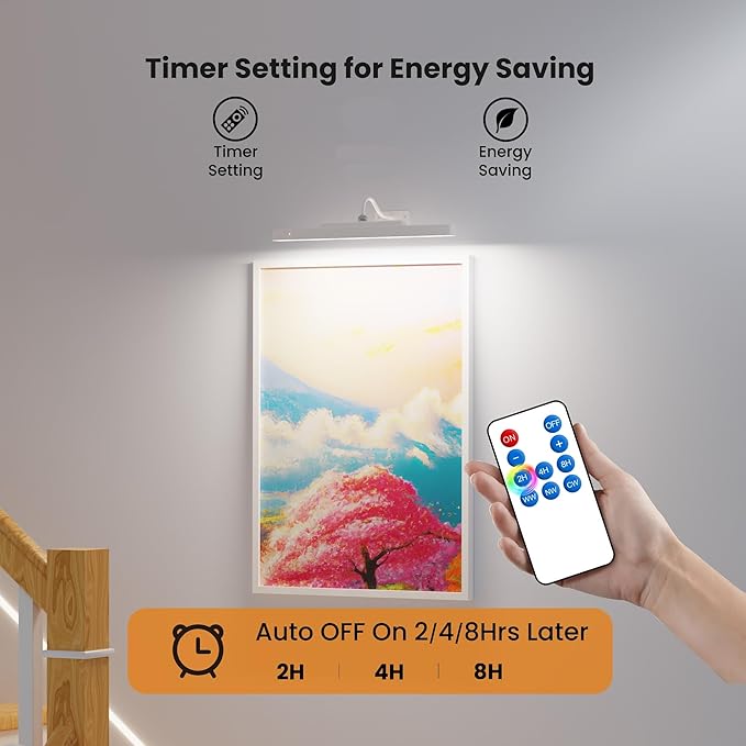 4 Pack White Cordless Picture Lights for Picture, Gallery Light Battery Powered – 350LM, Dimmable, 3 Color Temps, CRI 95+ Art Light for Wall Artworks, Photos, Painting, Frame, Portrait, Dartboard