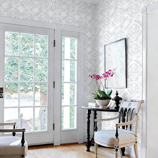 Blue Wallpaper Coastal Peel and Stick Wallpaper Boho 78.7"x17.3" Blue and White Wall Paper Geometric Contact Paper Textured Removable Vinyl Waterproof for Bathroom Bedroom Farmhouse Kitchen