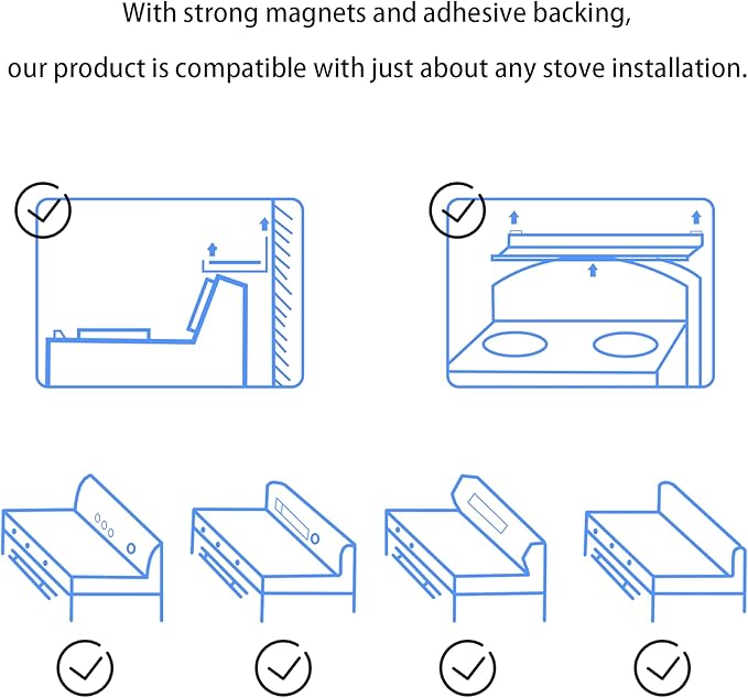 4X Strong Magnetic Stove Top Shelf, Adjustable 15-30 Inches, Fits Various Stove Lengths, Kitchen Organizer, Holds Spices, Condiments and BBQ Sauces (White)