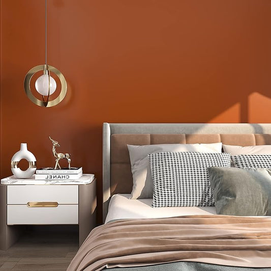 VEELIKE 15.7''x118'' Matte Caramel Brown Contact Paper for Cabinets Walls Self Adhesive Thick Brown Wallpaper Peel and Stick Removable Wall Paper Roll for Bathroom Living Room Countertops Table Shelf