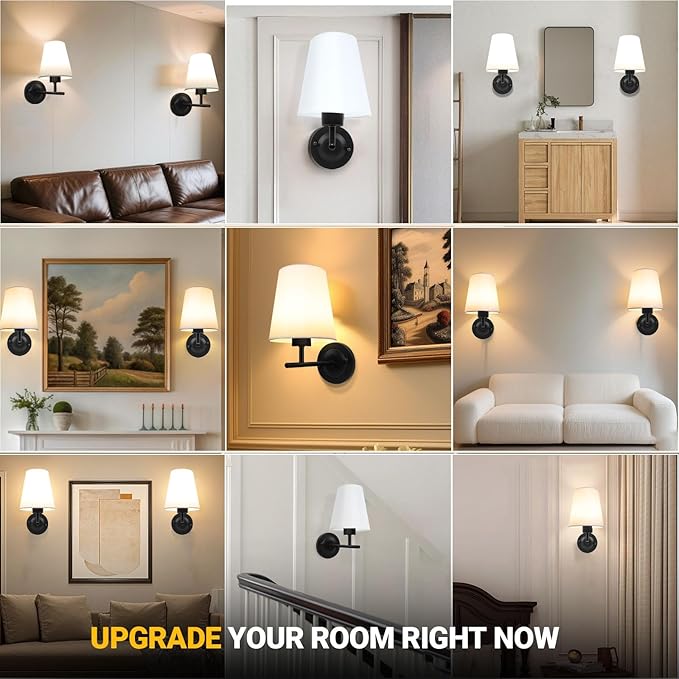 Battery Operated Wall Sconce Set of Two, Black Cordless Rechargeable Wall Lights with Remote and Timer, 12 RGB Colors Dimmable Wall Lamps for Bedroom Living Room Hallway