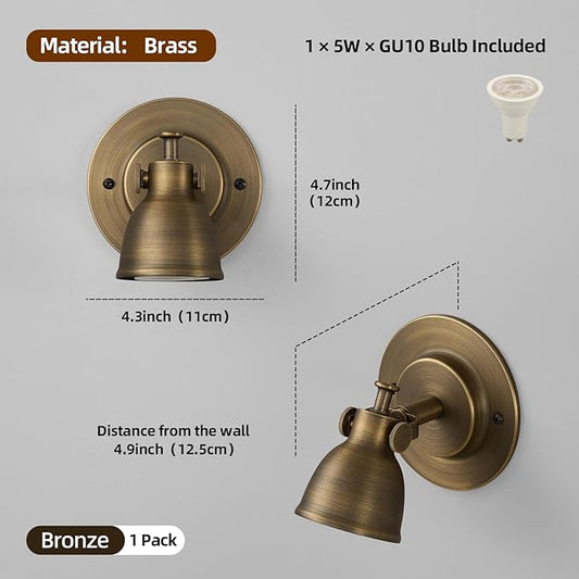 Small Wall Sconce Hardwired Single - Vintage Oil Rubbed Bronze Art Deco Indoor Mini Bell Light Fixture for Bathroom Vanity Bedroom Bedside Reading Hallway Living Room Kitchen Hall Picture