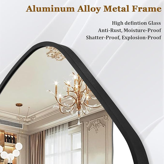 Irregular Wall Mirror Asymmetrical Mirrors, 19''x20'' Black Metal Framed Mirror for Bathroom Bedroom Living Room Entryway, Decorative Modern Wall Decor, Wall Mouted