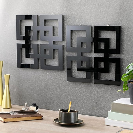 Weysat Wall Mount Home Mirror, 2 Pieces Silver Square Decorative Mirror for Bedroom, Living Room, Bathroom, 11.8 x 11.8 Inches(Black,Mirrored)