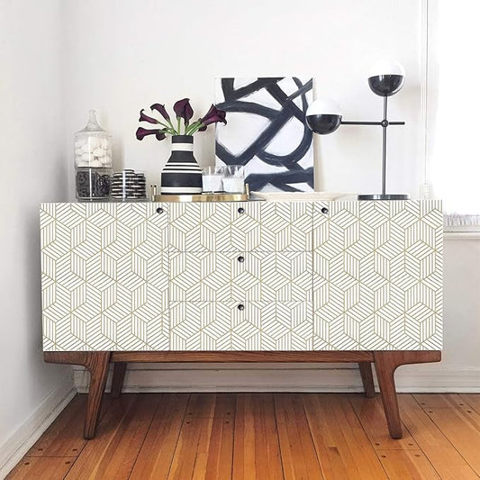 WENMER 17.71 Inch x 236 Inch Geometric Hexagon Wallpaper Peel and Stick Wallpaper Contact Paper Removable Self Adhesive Wall Paper Vinyl Film for Home Drawer Cabinet Countertop Door