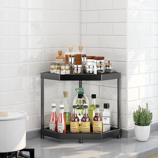 Corner Shelves Small Corner Bookshelf Kitchen Bathroom Standing Shelf Display Rack Storage Rack Plant Stand Room Decor Black 2pack