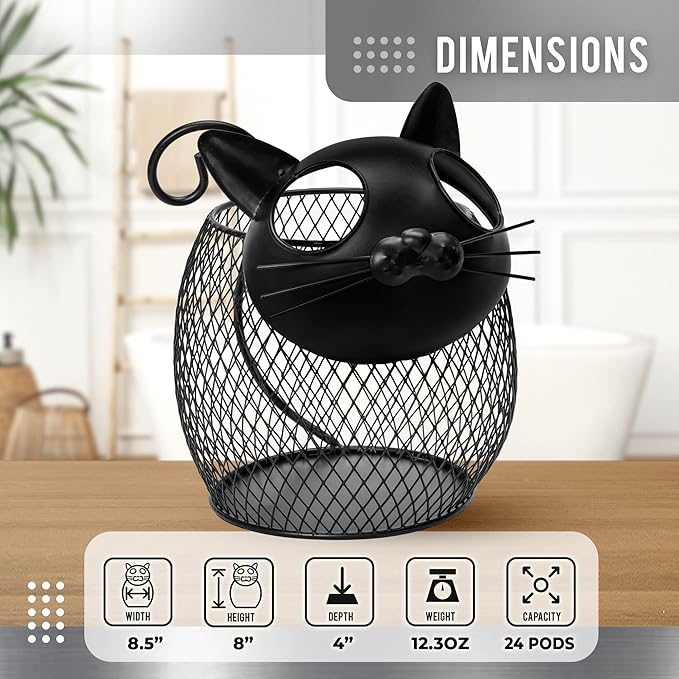 Made Easy Kit Coffee Pod Basket Organizer Useful Decor - Compatible with Keurig K-Cup Pods - Home Coffee Bar Functional Decoration - Café Station Countertop Freestanding Storage Accessory (Bunny)