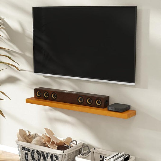 Marsmiles Wood Floating Shelves | 55 Inch Rustic Honey Oak Wall Shelves Set of 2 | 55" W x 7.7" D x 1.6" H Wooden Shelves for Bathroom Living Room Kitchen