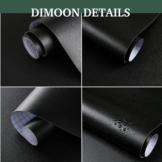 Dimoon 17.7''x78.7'' Peel and Stick Wallpaper Black Contact Paper for New Environmentally Friendly Materials Thickening Upgrade Embossed Renter Friendly Wall Paper Modern Vinyl Wrap Countertop Bedroom