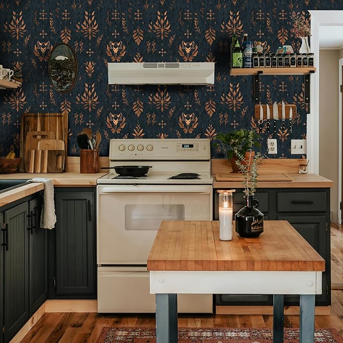 FLFK Dark Gray Wallpaper Peel and Stick Copper Totem 16" x 128" Waterproof Removable Contact Paper for Bedroom Shelf Cabinet Drawers Countertops
