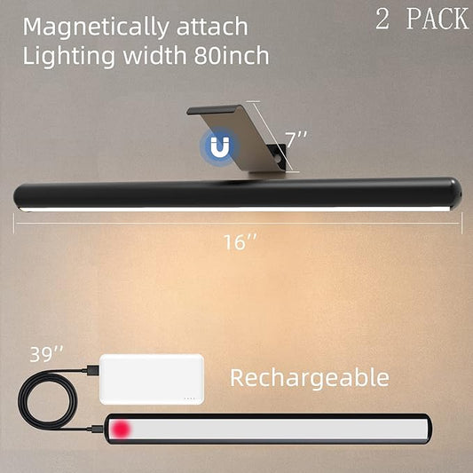 TINTINDOC 2Pack Wireless Picture Lights with Remote,Battery Operated,16.5'' Painting Lights for Art Picture Full Metal with Dimmable Timer, Magnetic Attached Display Light for Dartboard Gallery