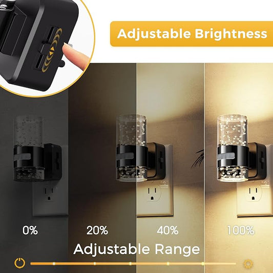 L LOHAS LED Motion Sensor Night Light,Dimmable Night Lights Plug into Wall, 3000K Night-Lights with 0-100 LM Adjustable, Acrylic Bubble Plug in Nightlight for Bathroom Hallway Nursery