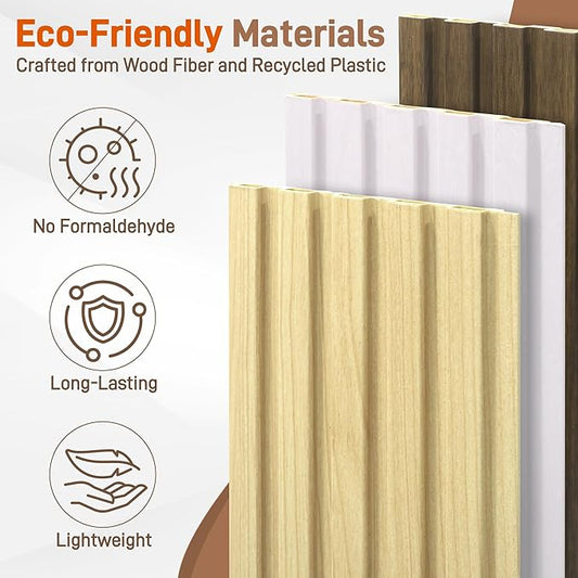 WPC Slat Wall Panels, 16 Packs 48 x 6 Inch WPC 3D Wood Wall Paneling for Interior Wall Decor, Living Room, Bedroom, TV Background, Wainscoting Panels for Wall Decor, Light Maple