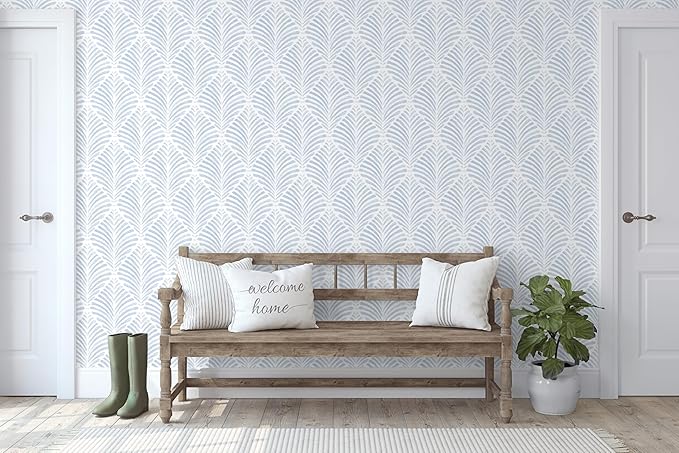 Safiyya Peel and Stick Wallpaper Boho Contact Paper 17.3"x196" Blue Geometric Modern Wall Paper Self Adhesive Removable Wallpaper for Bedroom Vinyl Rolls