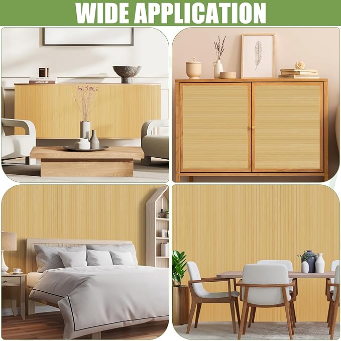 2 Pack Bamboo Wall Panel for Interior Wall Decor, Renewable Pole Wrap Wainscoting Roll Bamboo Covering Paneling for Wall Ceiling Office Bedroom Living Room (48" H x 96" L, Light-Carbonized)