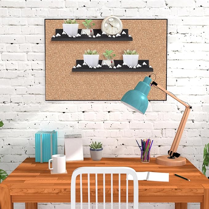 Wenqik 3 Pcs Snow Mountain Floating Shelves Wood Nursery Book Shelves Wall Mounted Rustic Floating Ledge for Kids Room(Dark Grey)