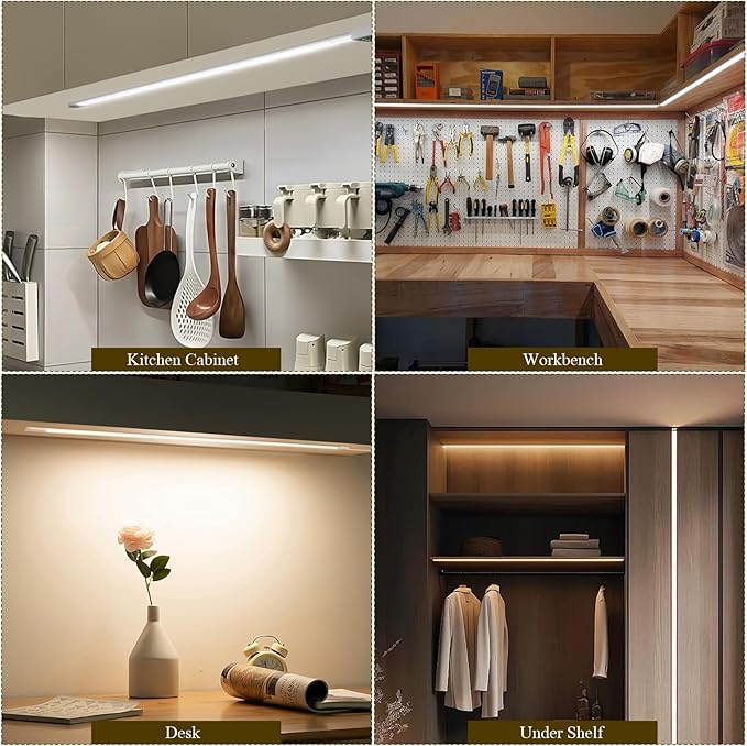 Under Cabinet Light with Hand Wave 40 inch 1090lm,2-Pack Under Cabinet Lighting Plug in,3 Colors Undercabinet Lights for Kitchen,Stick on LED Under Counter Lights for Cabinet,Desk,Shelf