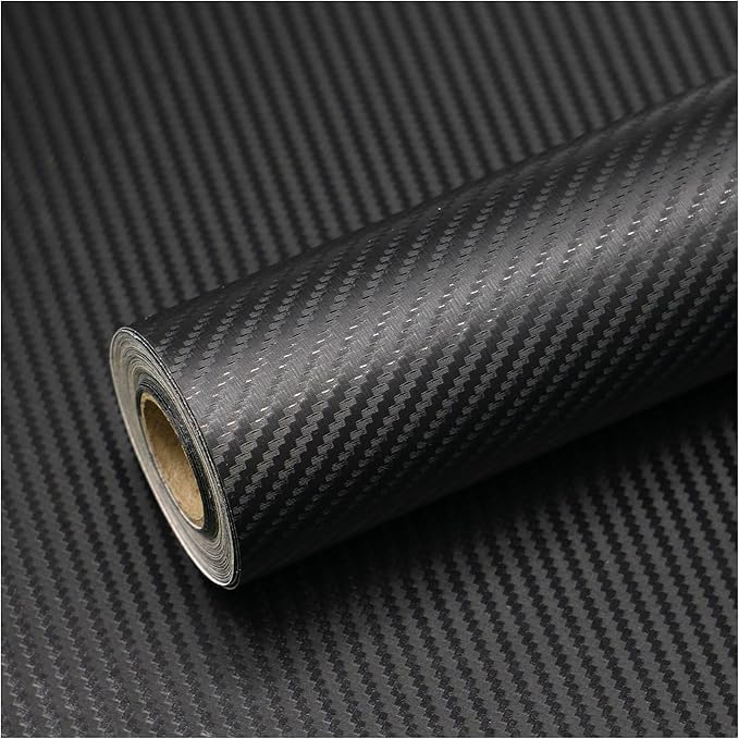 Black Wallpaper Peel and Stick Wallpaper Black 3D Carbon Fiber Contact Paper 15.8''×197'' Self Adhesive Wall Paper Removable Textured Wallpapers Decorative for Bedroom Tabletop Cabinets Vinyl Roll 