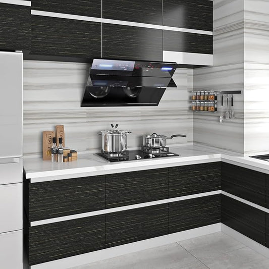 Livelynine Textured Black and Gold Wallpaper Peel and Stick Black and Gold Contact Paper for Cabinets Countertops Desk Covering Waterproof Renter Friendly Wallpaper for Bathroom Apartment 15.8X78.8