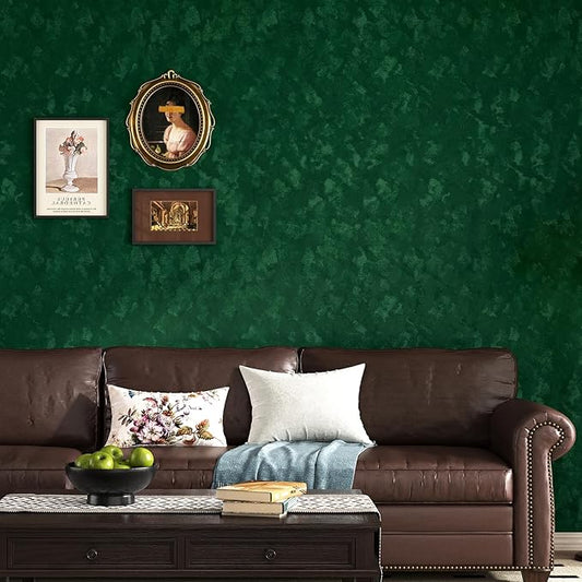 Wallercity Emerald Green Velvet Wallpaper Peel and Stick Felt Drawer Liner Self Adhesive Vintage Green Velvet Flocking Liner Wallpaper Adhesive Backed Felt Roll for Arts Crafts Shelves 11.8"x78.7"