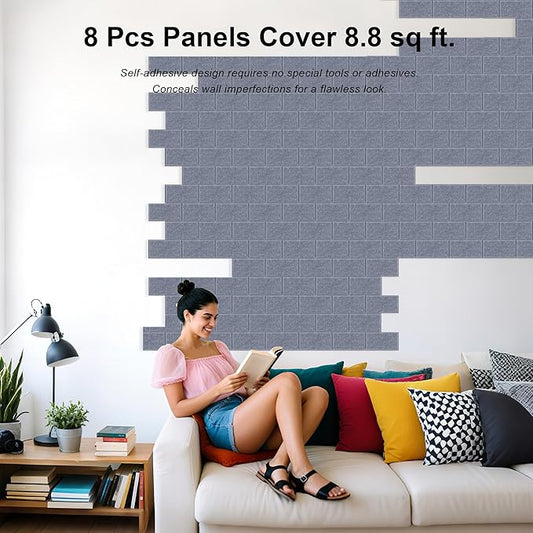 WoveN SounD Brick Acoustic Wall Panels Seamless Visual, High Density, Sound Proof Wall Decor, Noise Blocker Felt Wall Tiles for Home, Studio, Office & Focus Zones (Moon Gray), 16x12x0.4 Inch