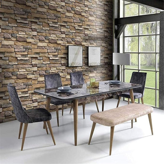 Yancorp 32.8ft Peel and Stick Wallpaper Stone Brick Wallpaper Self-Adhesive Backsplash Decorative Wallpaper Wall Covering