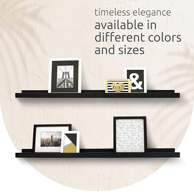 Kiera Grace Floating Shelves for Wall, Engineered Wood Picture Frame Wall Shelves, Easy to Assemble Display Shelves, Ideal for Home Decor, Pack of 2, 44" L x 4" W x 2" H, Espresso