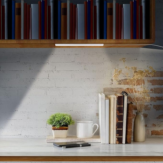 Under Cabinet Lights, 12 Inch Plug in Light Bar, LED Closet Light, 6000K Cool White Light, Ultra Thin Dimmable Light Bar, Suitable for Kitchen/Desk/Closet/Workbench