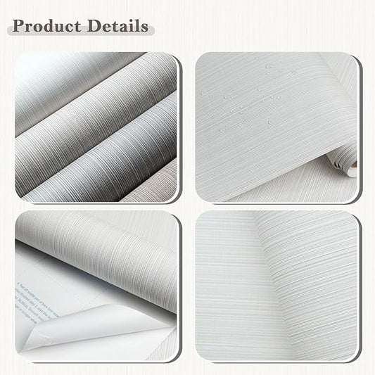 20.8" x 393.7" Beige Grasscloth Wallpaper, Textured Peel and Stick Wallpaper for Decor Bedroom Kitchen Cabinet