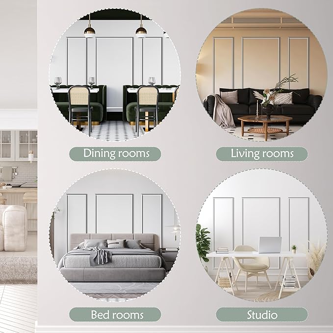 Sunnyglade 3 Frame Pre-Cut Wall Molding kit, Ready to Assemble Wainscoting Panels for Interior Wall Décor, Bedroom Living Room Office Accent Wall - Easy Installation with Glue (3)