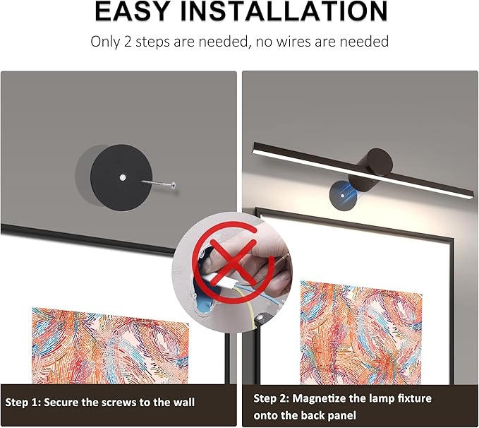 ZitoStory Battery Operated Picture Light for Wall with Remote,Wireless Dimmable Art Lights for Paintings Rechargeable Gallery Light Artwork Lighting for Canvas, Portrait (Gold,15.35'' Inch)