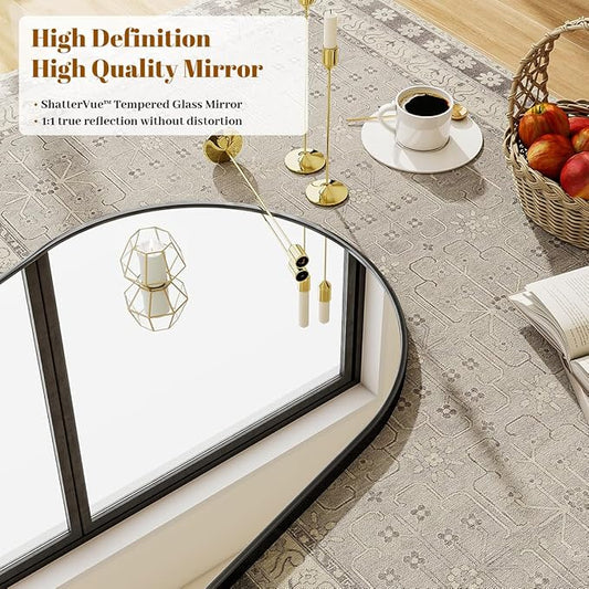 24x36 inch Arch Wall Mirror, Black Arched Bathroom Vanity Mirrors for Over Sink, Metal Frame Room Wall Decor Haning or Leaning for Entryway, Bedroom, Living Room