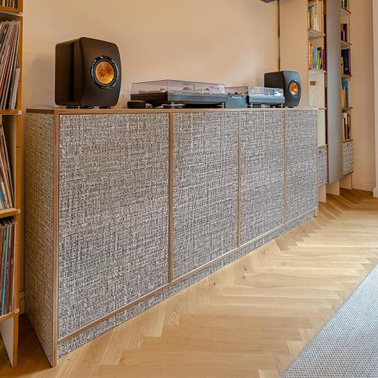 WADILE Grasscloth Peel and Stick Wallpaper 15.7in x 787.4in, Textured Contact Paper for Cabinets, Faux Linen Wall Paper Pull and Stick, Fabric Vinyl Wallpaper Self Adhesive Dark Gray