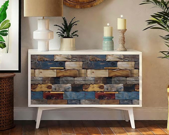 FLFK Wood Bricks Wallpaper Peel and Stick Removable Vintage Wallpaper 16" x 384" Vinyl Waterproof Wall Paper for Bedroom Shlef Cabinet Accent Wall Décor