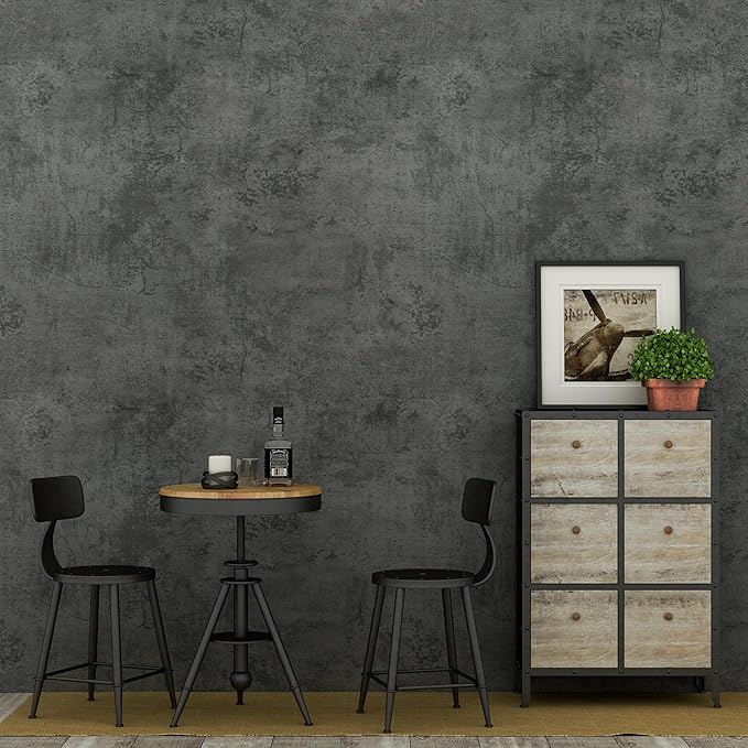 31"×1181" Extra Wide Big Thickness Blue Grey Concrete Wallpaper Peel and Stick Gray Concrete Cement Contact Paper Vinyl Wrap Matte Textured Sticker for Gym Bedroom Bathroom Coffee Room Walls