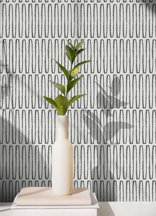 NuWallpaper Porter Charcoal Peel and Stick Wallpaper, NUS6220