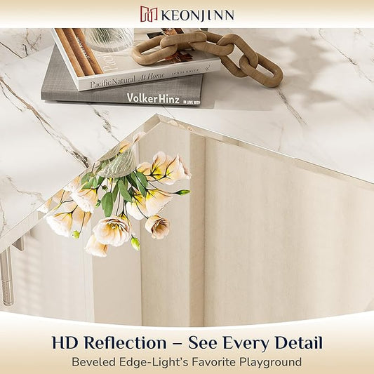 Keonjinn 24 x 30 Inch Beveled Bathroom Mirror, Rectangle Bathroom Mirrors for Over Sink, Shatterproof Wall Mirror, Modern Decorative for Living Room, Entryway, Bedroom, Horizontal/Vertical