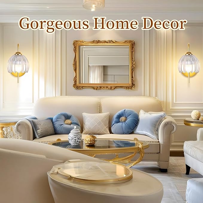 Vintage Battery Wall Sconce with Flower lampshade,Rechargeable Battery Powered Wall Lights,Wall lamp with 15 Colors for Bedroom Living Room Home Decor (Clear Tulip, 2 Light Battery Operated)