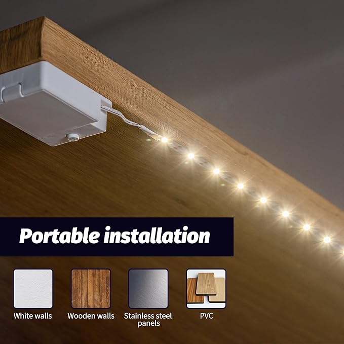 Lights Strip Led Strip Lighting Battery Powered 3-Pack, Wireless LED Light Strip Suitable for Lighting Under Cabinet Closet Shelves Shoe Cabinet Bookshelf Home Kitchen Outdoor Indoor