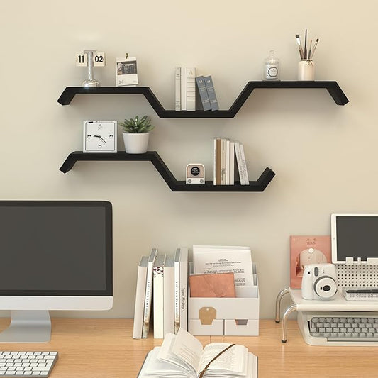 Black Floating Shelves for Wall Shelf for Bedroom,Repisas Flotantes De Pared, Waterproof Solid Wood Floating Shelves Bathroom,Small Relief Textures,for Bathroom,Bedroom,Living Room, Kitchen