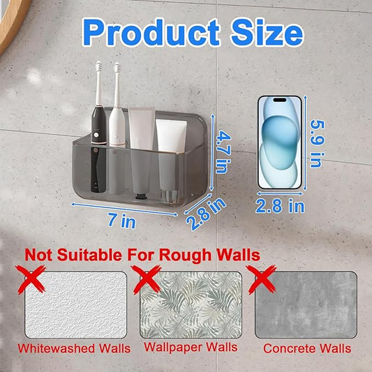 Diesisa 2pc Acrylic Wall Mount Organizer, Adhesive Cabinet Door Organizer,Acrylic Bathroom Shelves for Wall,No Drilling Hang Walls,with Self Adhesive Tape, for Bathroom, Kitchen, Living Room