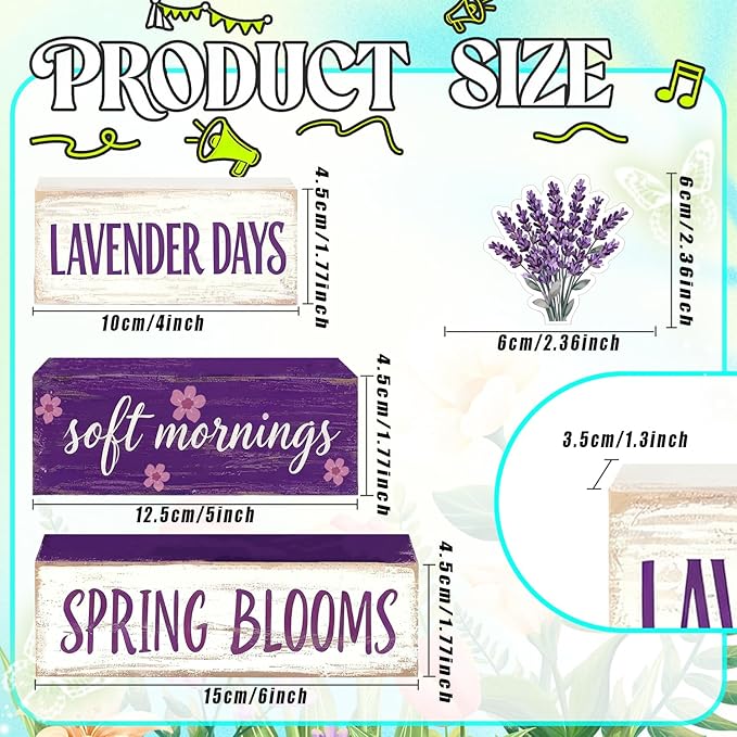 Spring Decoration Wooden Tiered Tray Decor – Rustic Lavender Days Stacked Block Sign with Lavender Flower Topper – Farmhouse Tabletop Spring Decor for Living Room Shelf Kitchen Coffee Bar Seasonal Home Display